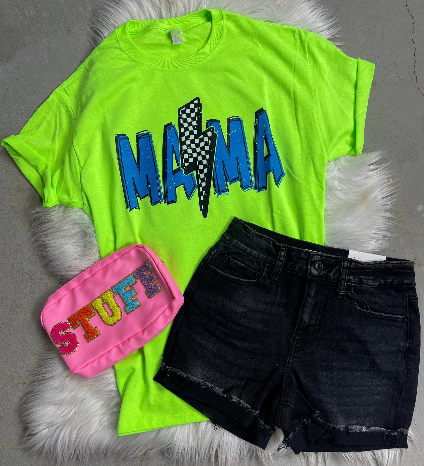 Mama Neon Green Tee