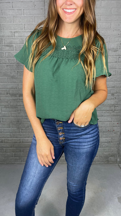 Bell Sleeve Hunter Green Blouse