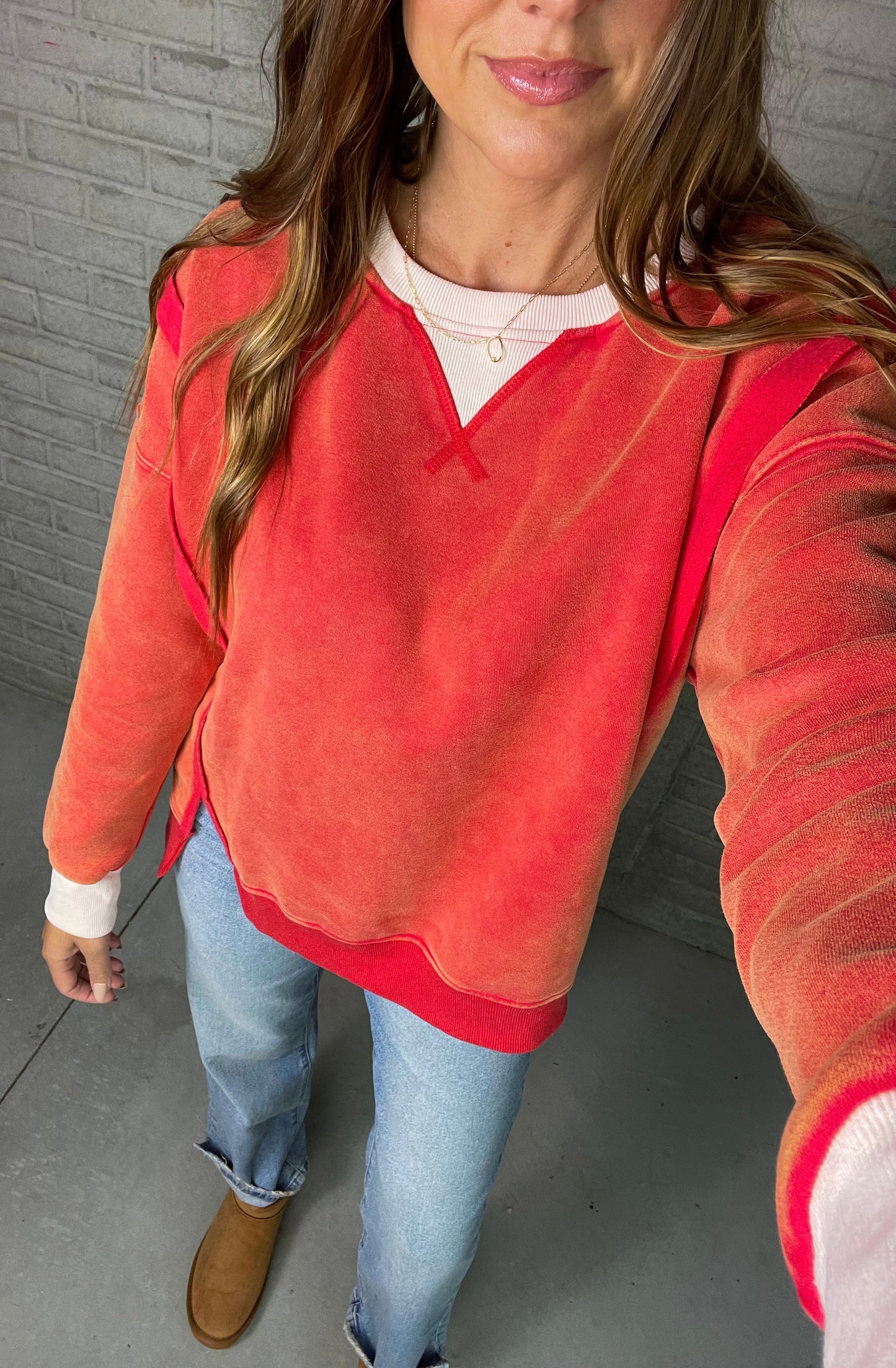 Vintage Washed Red Pullover