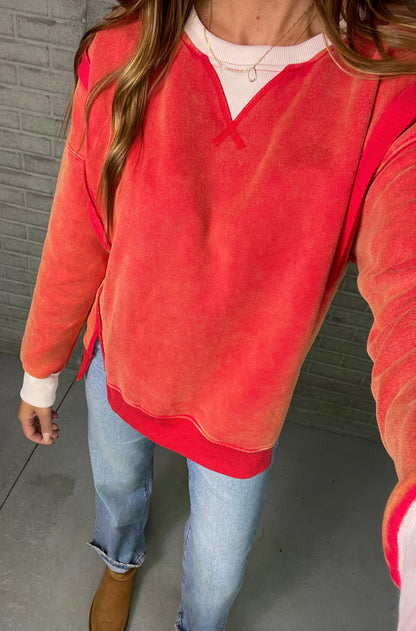 Vintage Washed Red Pullover