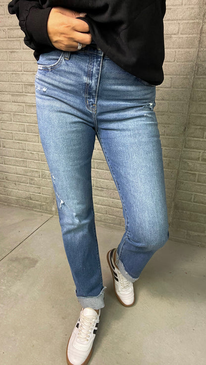 Medium Wash Straight Leg Denim