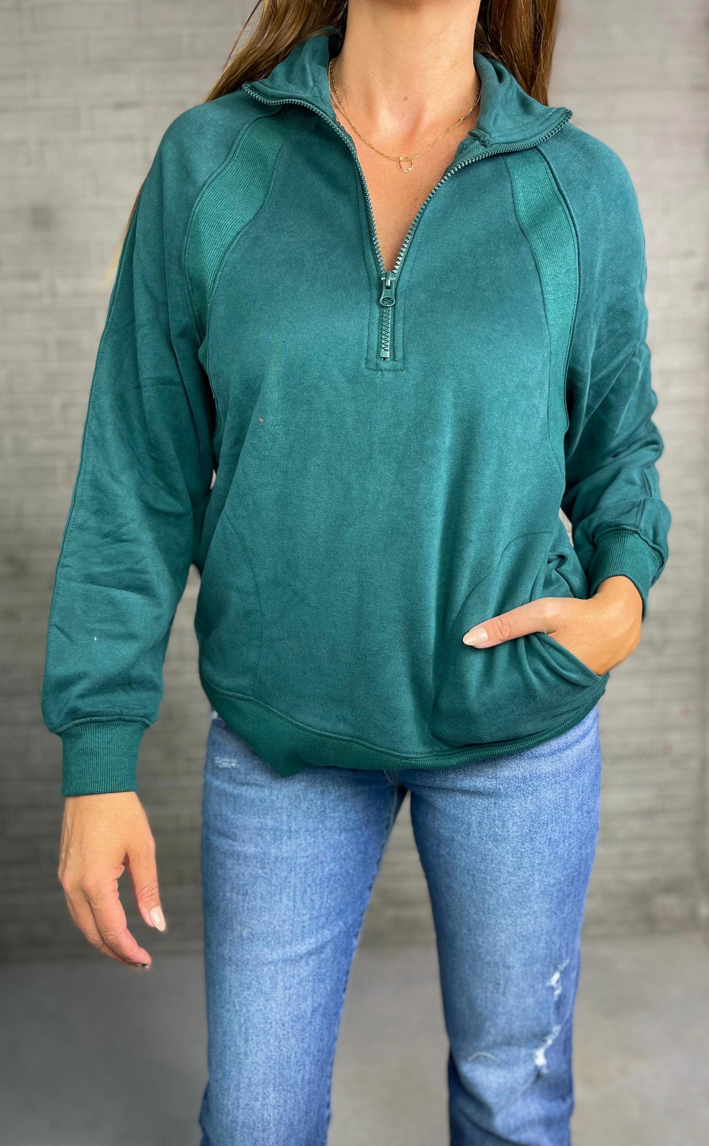 Henley Forest Green Pullover