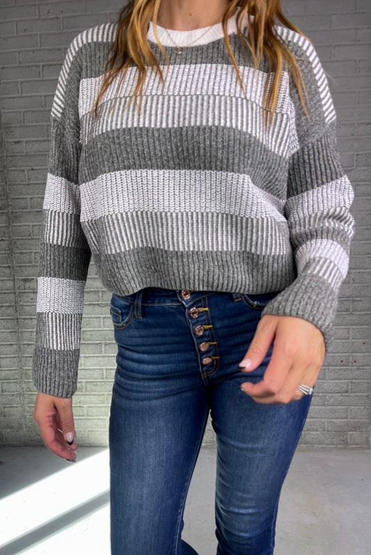 Olive & Cream Stripe Sweater