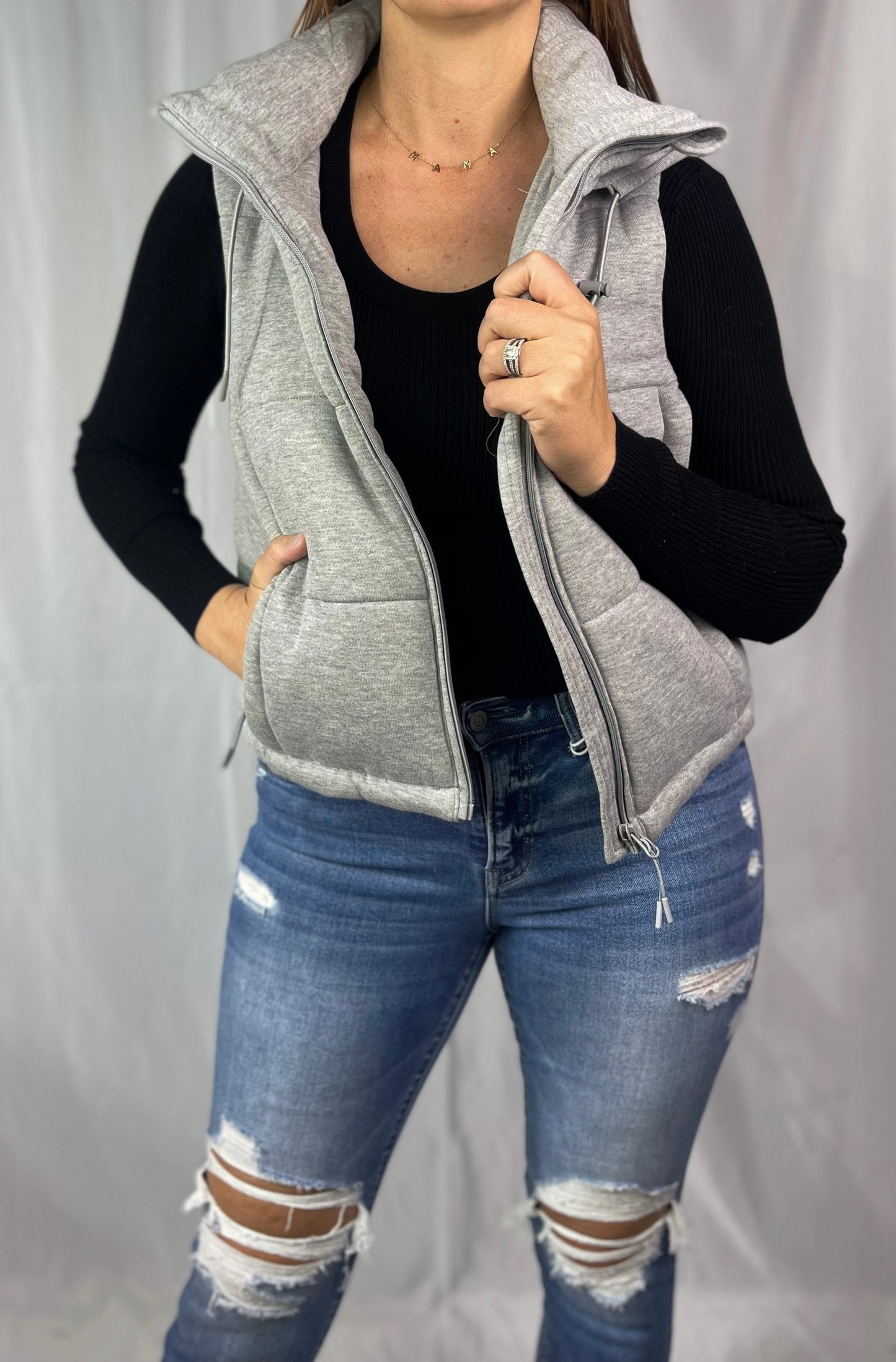 Nothing To Change Heater Grey Hooded Vest