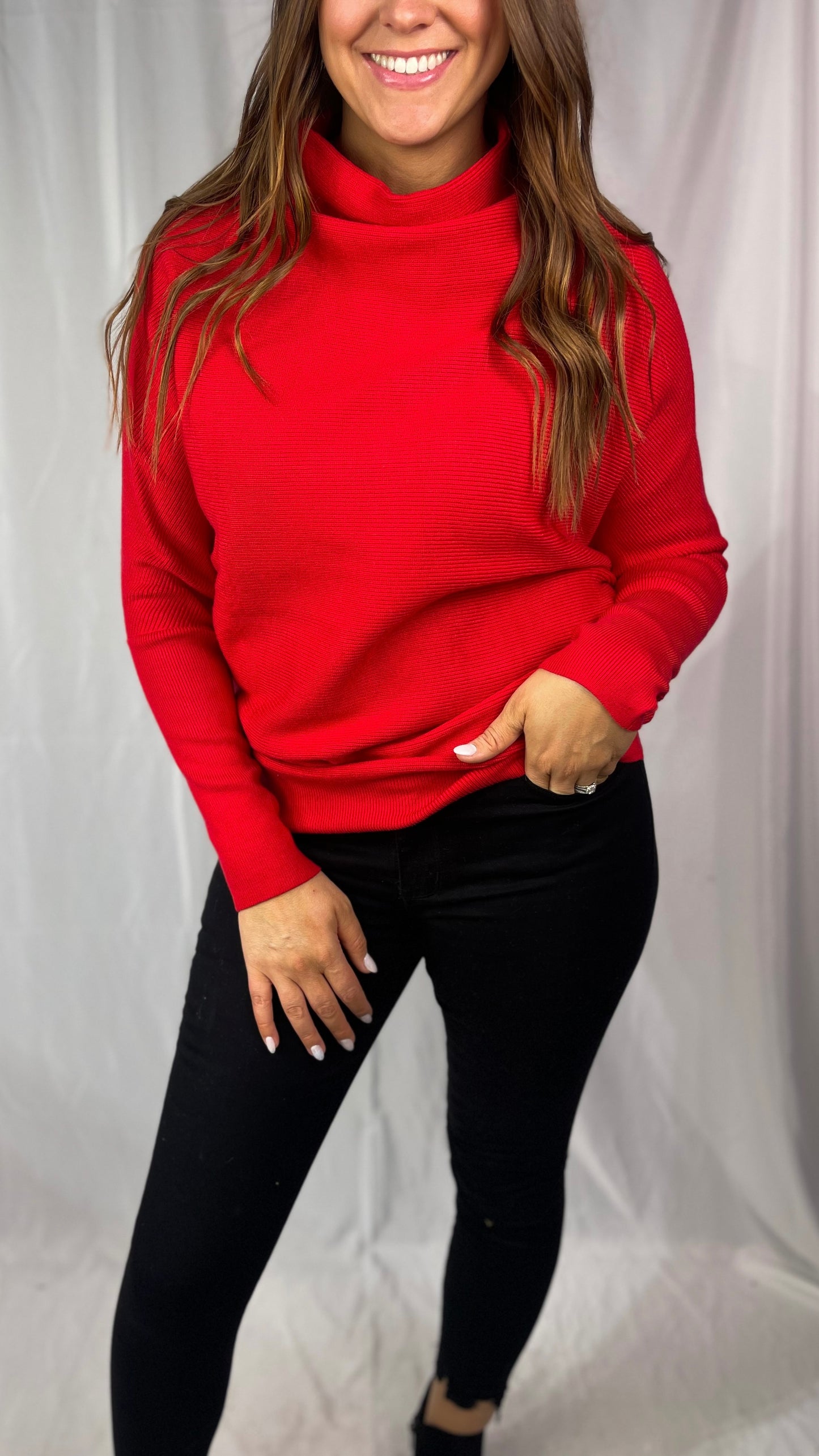 Timeless Tales Red Dolman Sweater