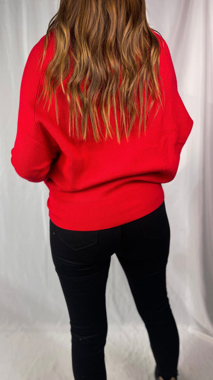 Timeless Tales Red Dolman Sweater