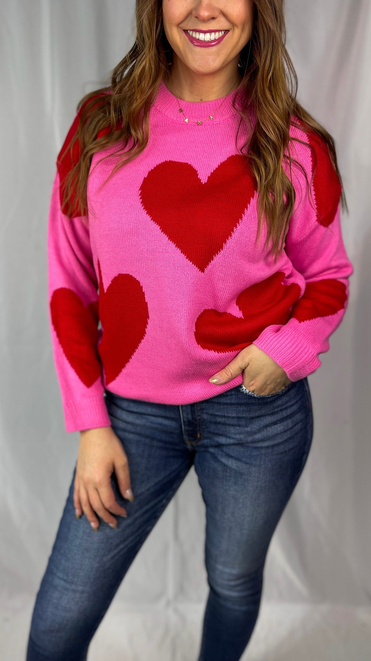 Love You Forever Pink Heart Sweater