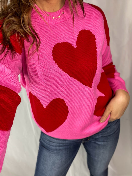 Love You Forever Pink Heart Sweater