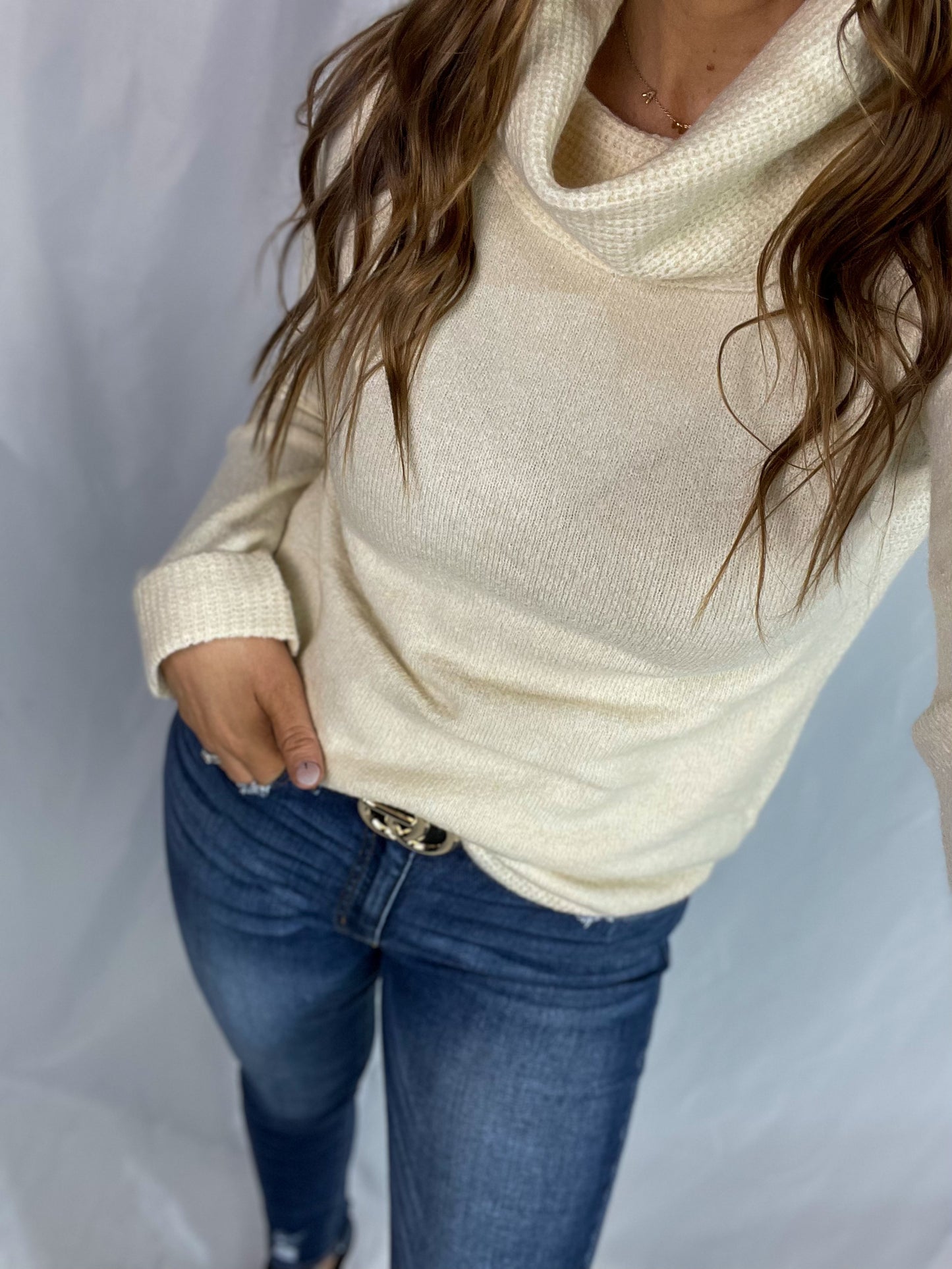 A Distant Memory Cream Cowl Neck Sweater