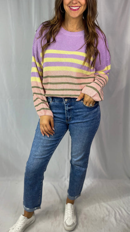Morning Bliss Lavender Striped Sweater