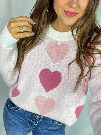 That Loving Feeling Pink Heart Sweater