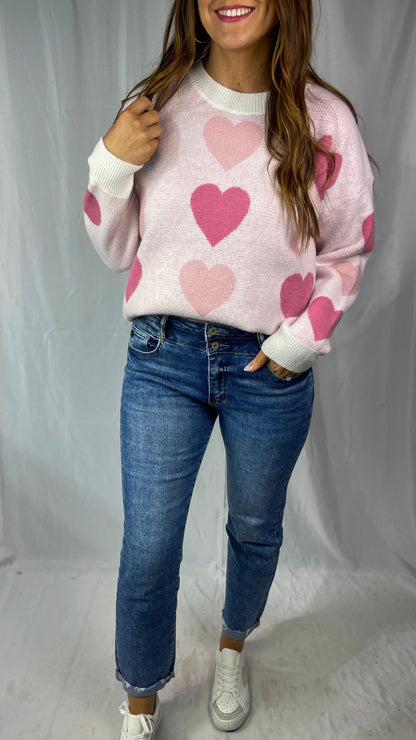 That Loving Feeling Pink Heart Sweater