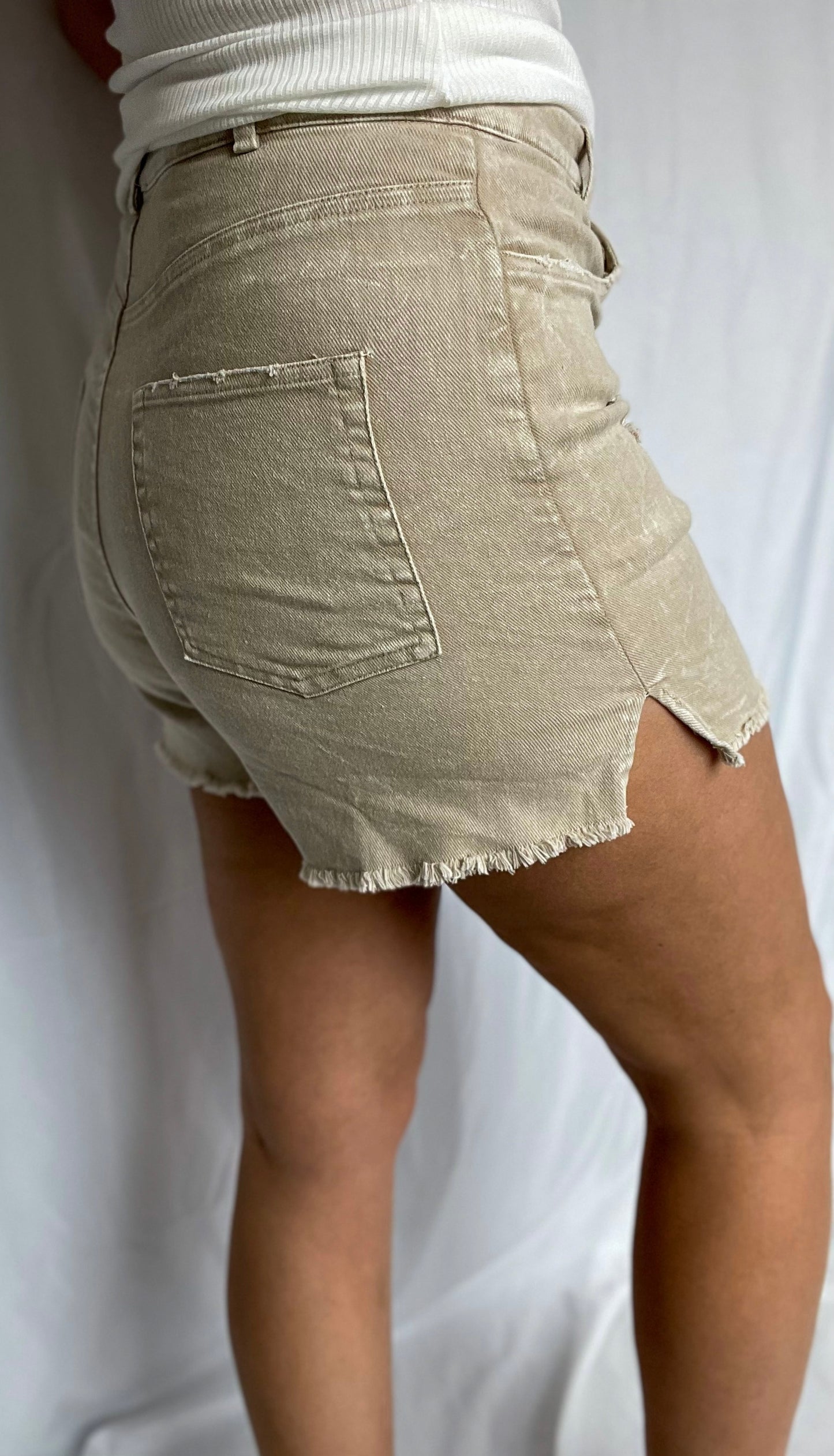Just What You Need Sand Denim Shorts