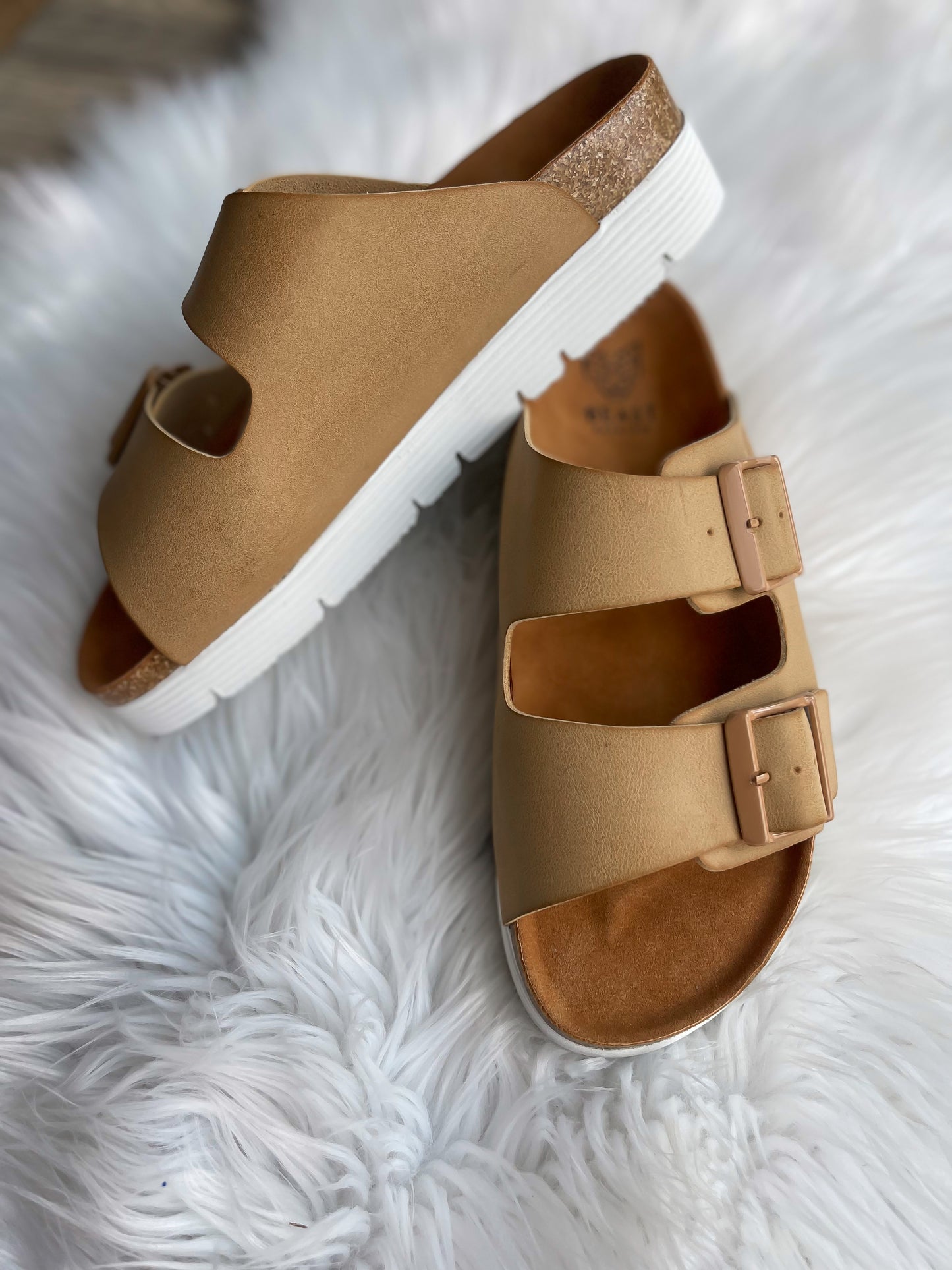 Taupe Double Buckle Sandals