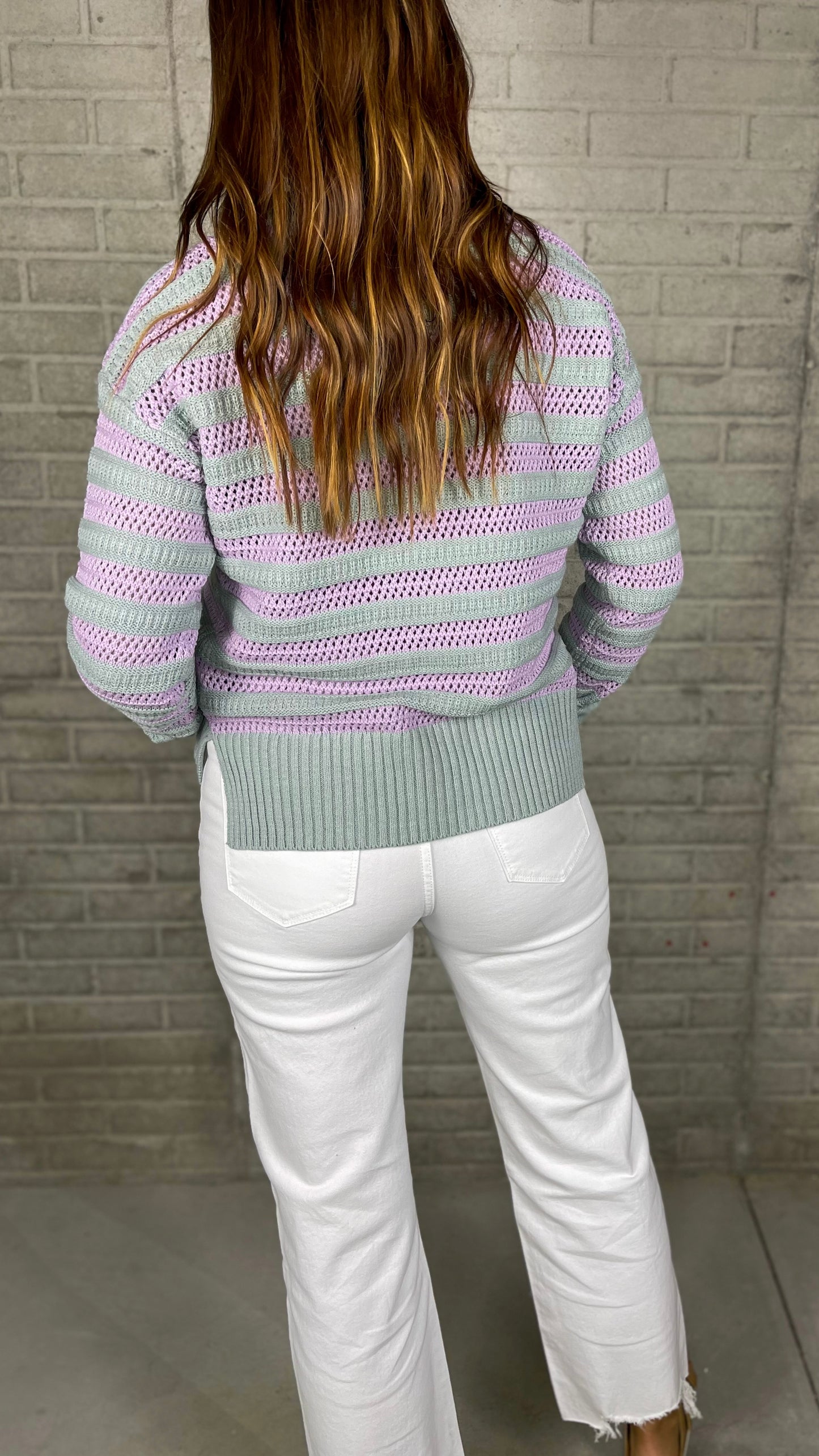 Something Sweet Lavender Striped Knit Sweater