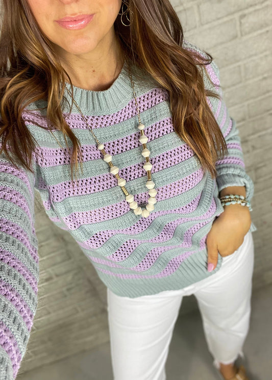 Something Sweet Lavender Striped Knit Sweater