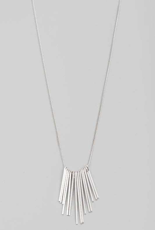 Bar Fringe Necklace- Silver