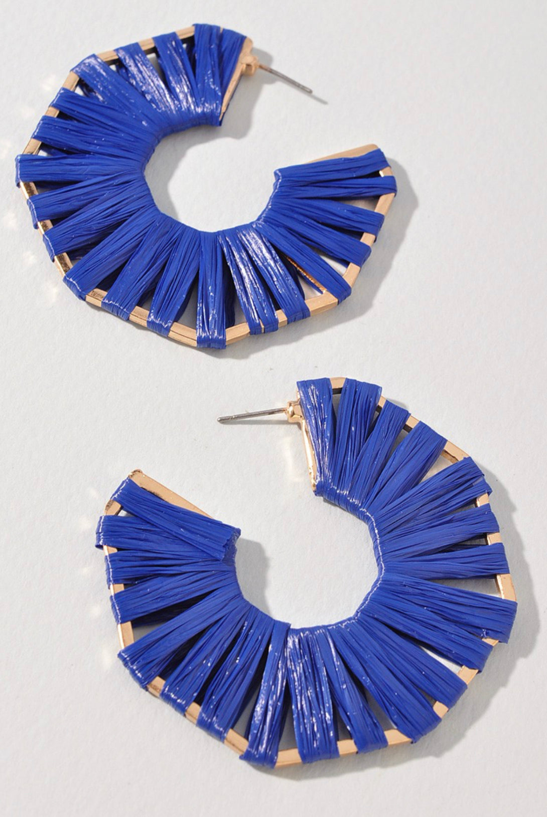Hexagon 2” Hoop Wrapped Blue Earrings