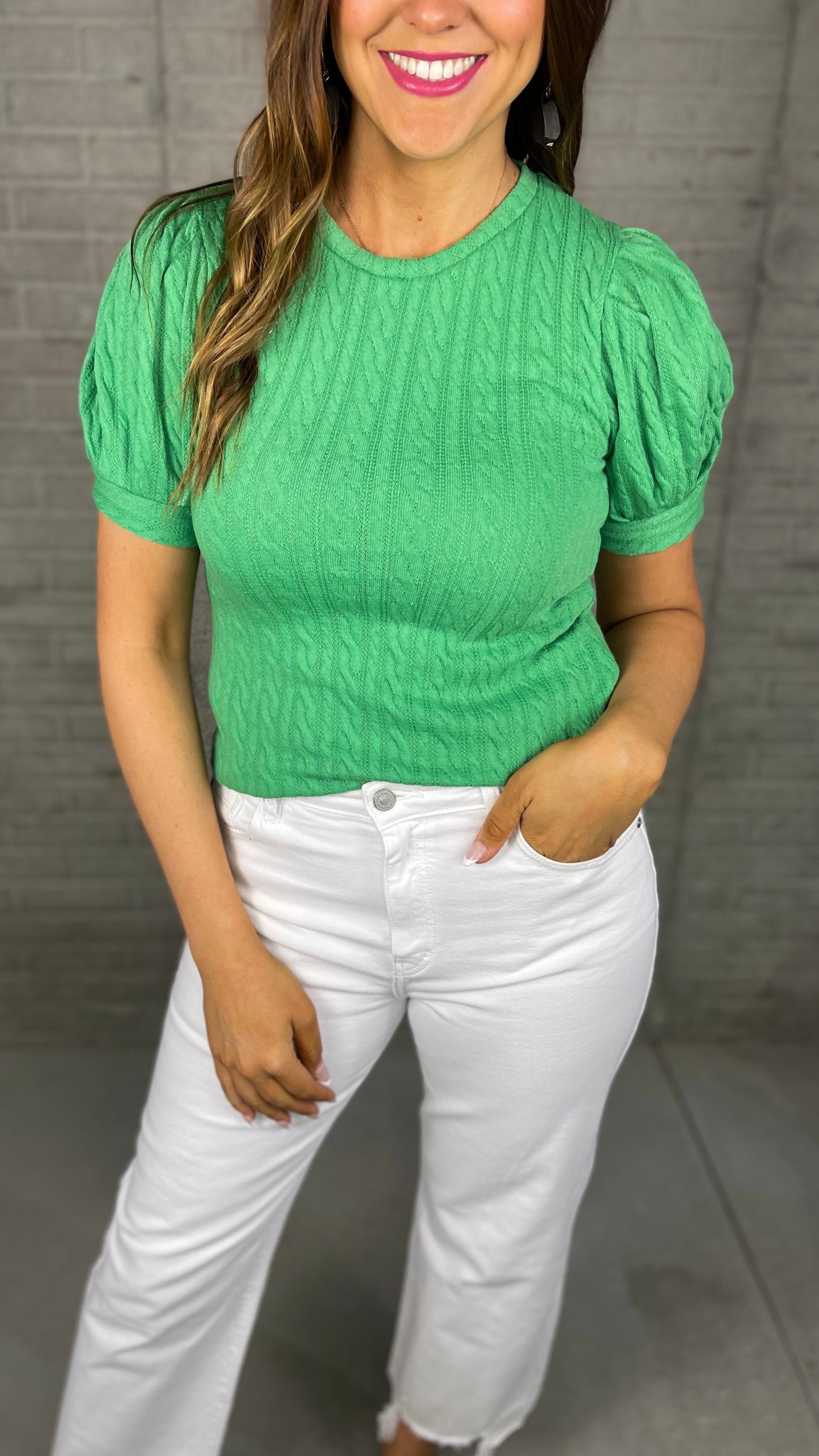Everything's Changed Green Puff Sleeve Top