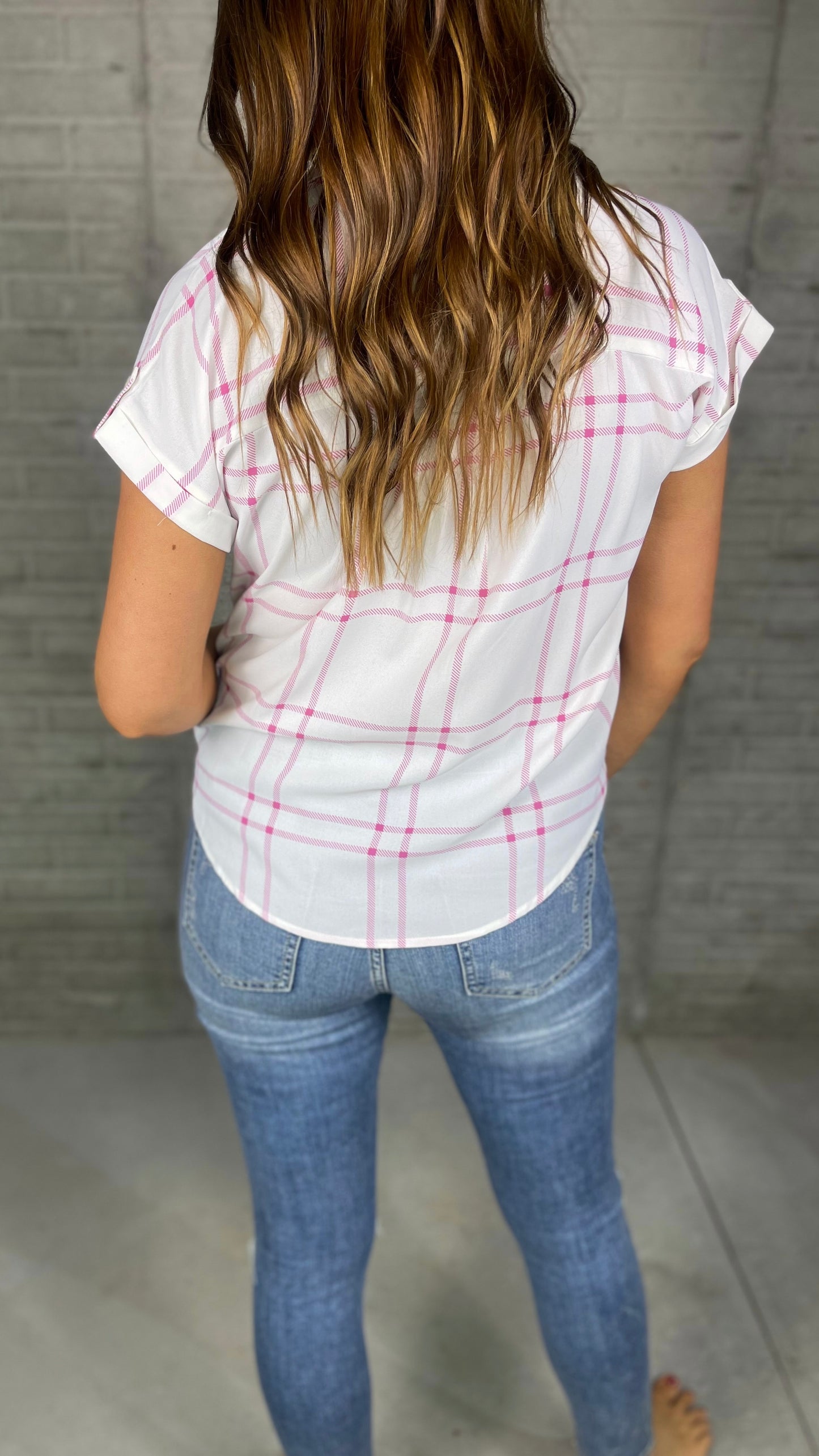 Seeing A Pattern Pink Plaid Blouse