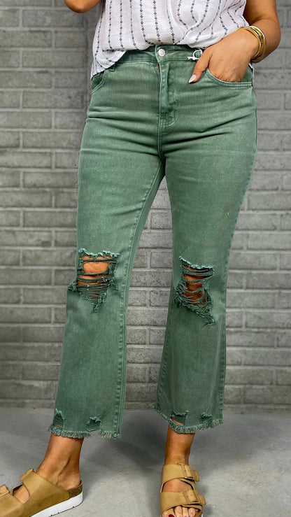 Stick It Out Olive Green Jeans