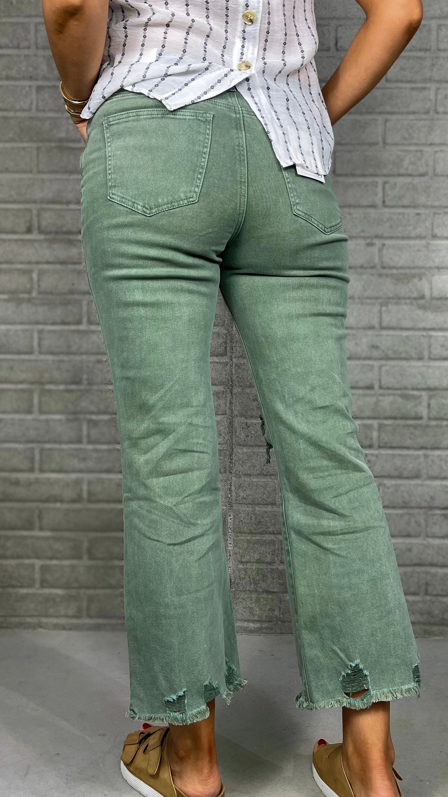 Stick It Out Olive Green Jeans