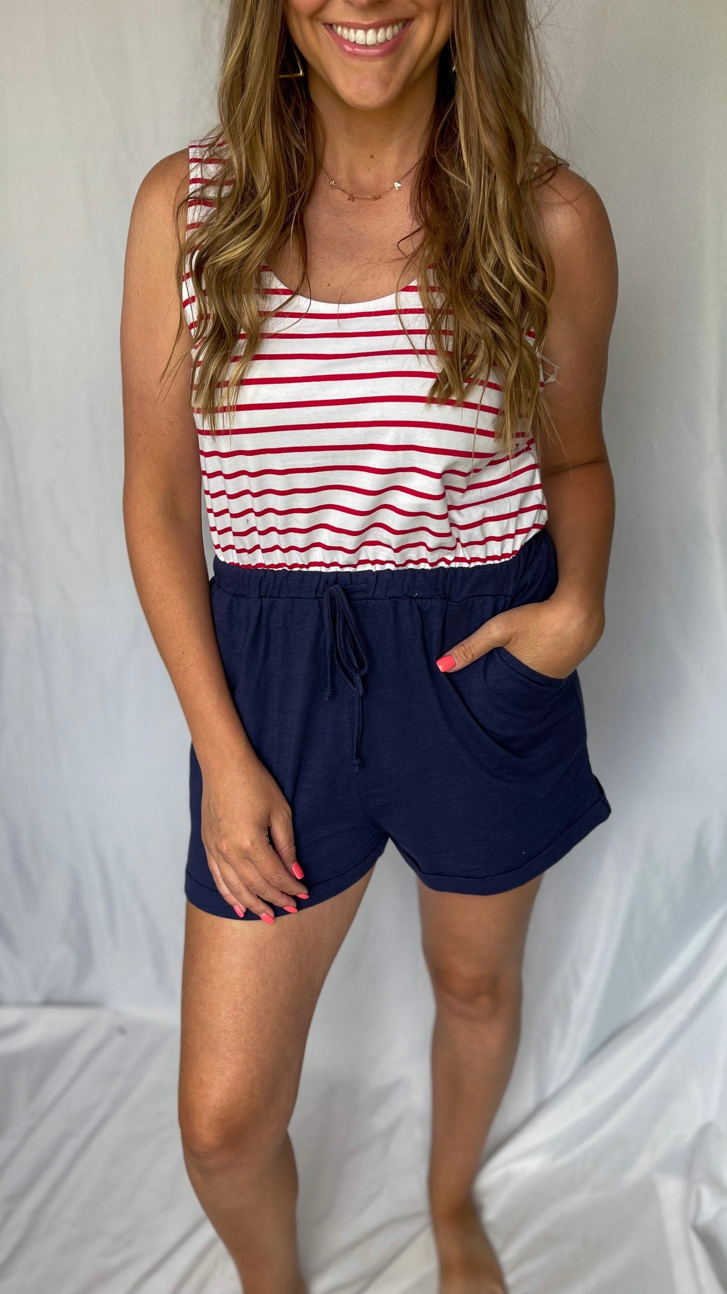 Sea To Shining Sea Red, White & Blue Romper