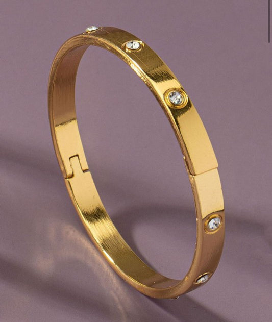 Brass Rhinestone Hinge Bracelet