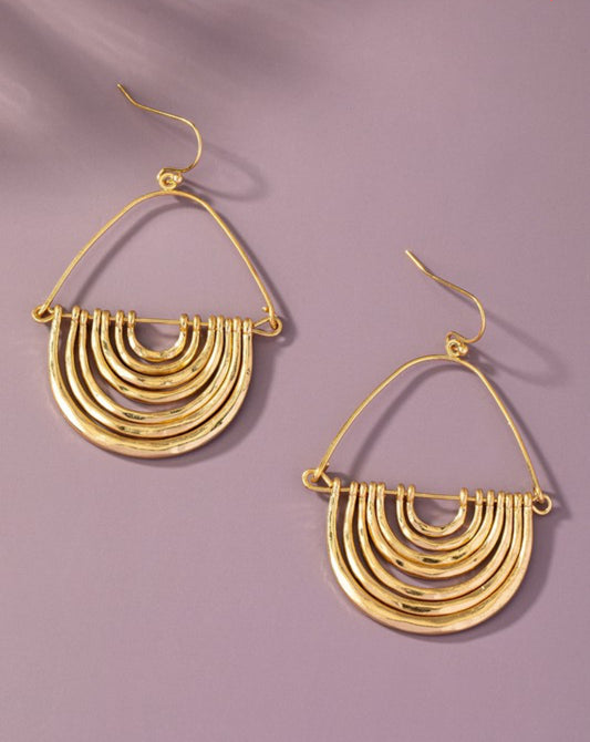 7 Layer Arch Dangle Gold Earrings