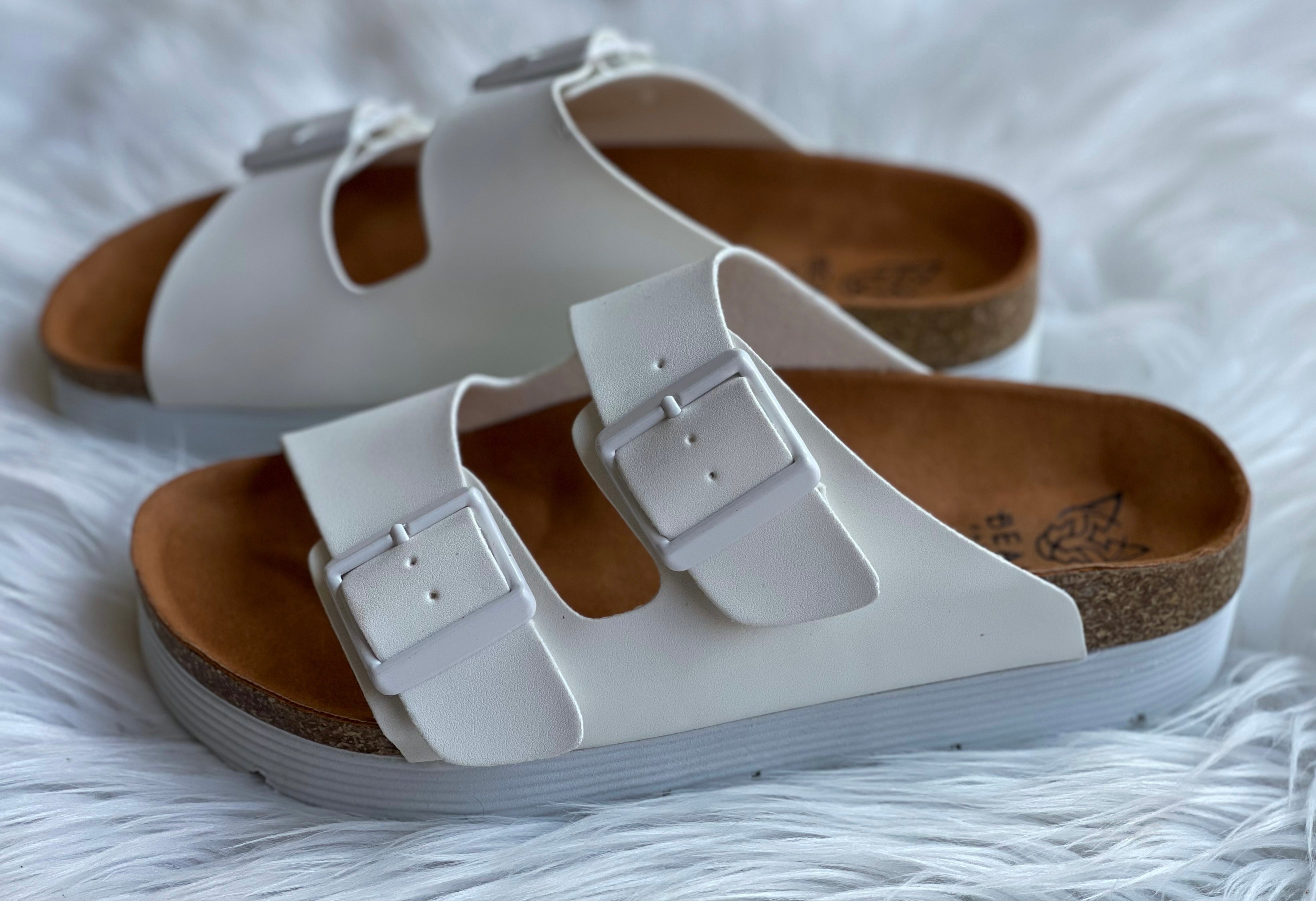 White 2 hot sale buckle sandals