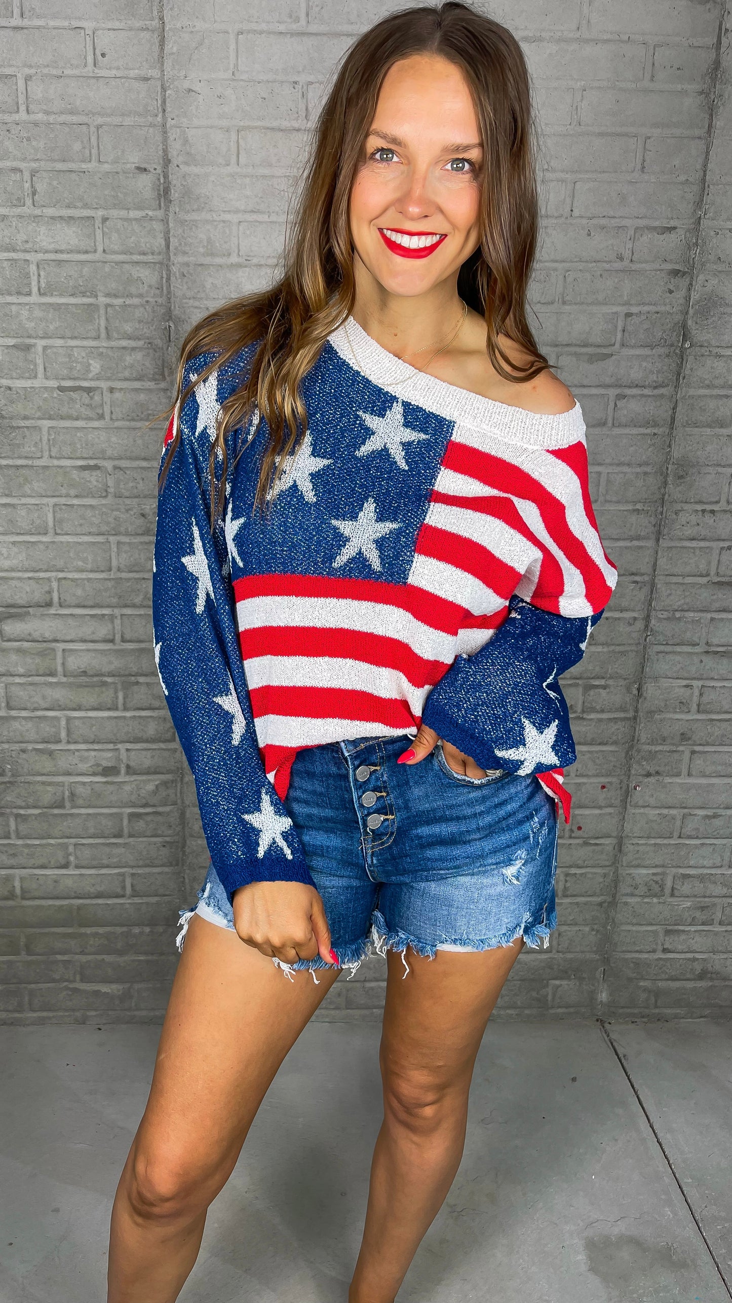 Miss Independence American Flag Sweater