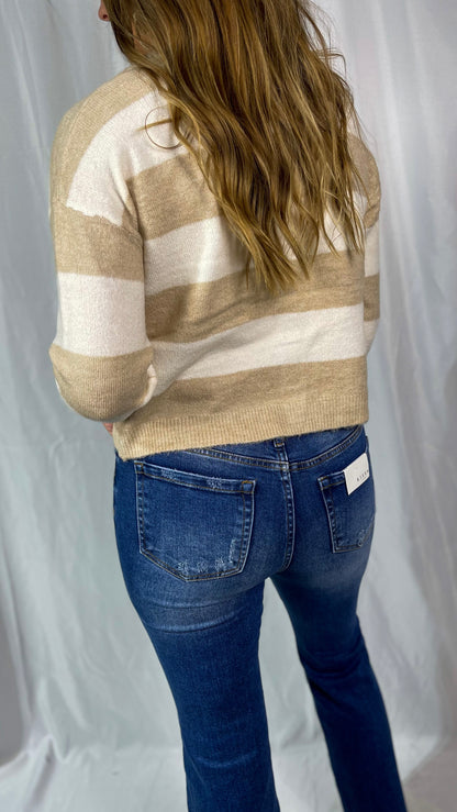 Best Day Ever Ivory & Taupe Striped Cardigan