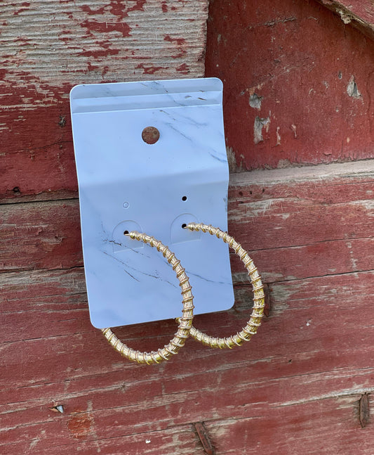 Textured Hoop Gold 2" earrings