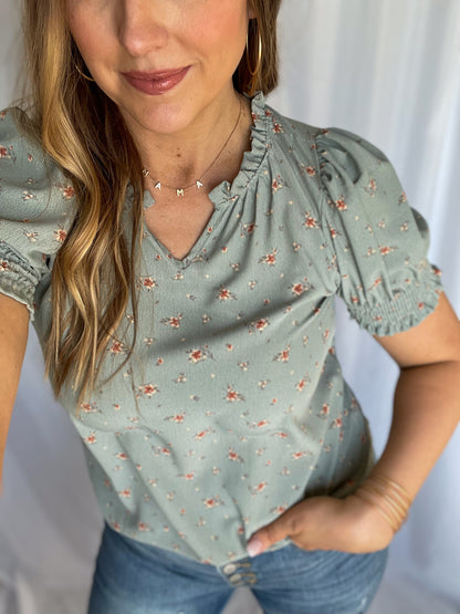 Through Thick And Thin Sage Floral Blouse