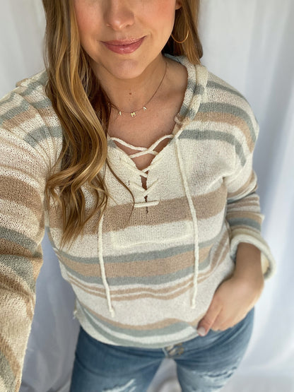 Driftwood Mint/Oatmeal Stripe Hoodie