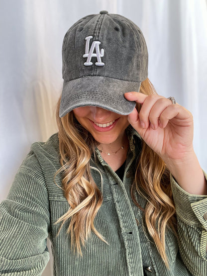 LA Baseball Hat- Charcoal