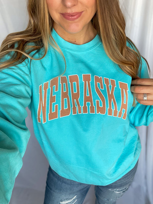 Nebraska Lagoon Orange Font Crewneck